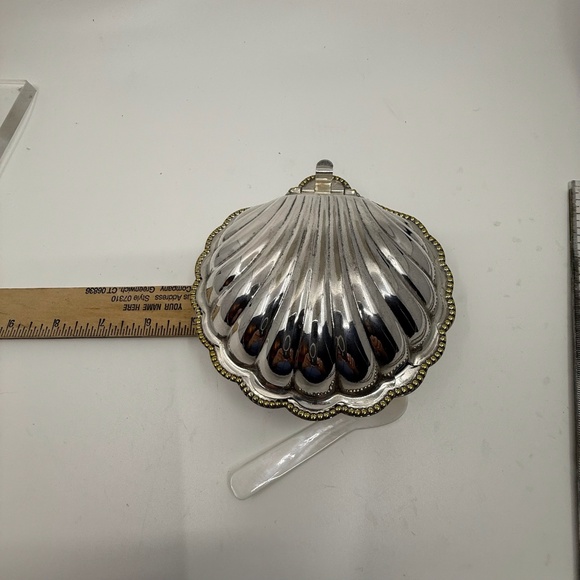 VINTAGE E & JL (E&J LEEK) SILVER PLATE CLAM SHELL BUTTER DISH W/ FROSTED GLASS - Picture 16 of 16